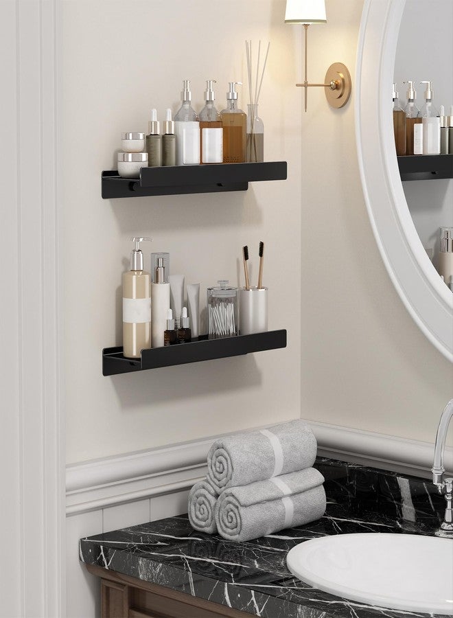 Danpoo Black Floating Shelves for Wall Metal Shelf Wall Mounted Shelves for Bathroom Small Shelves,16 inch - Image 4